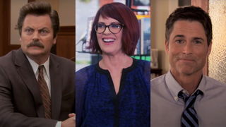 Nick Offerman, Megan Mullally and Rob Lowe on Parks and Recreation.
