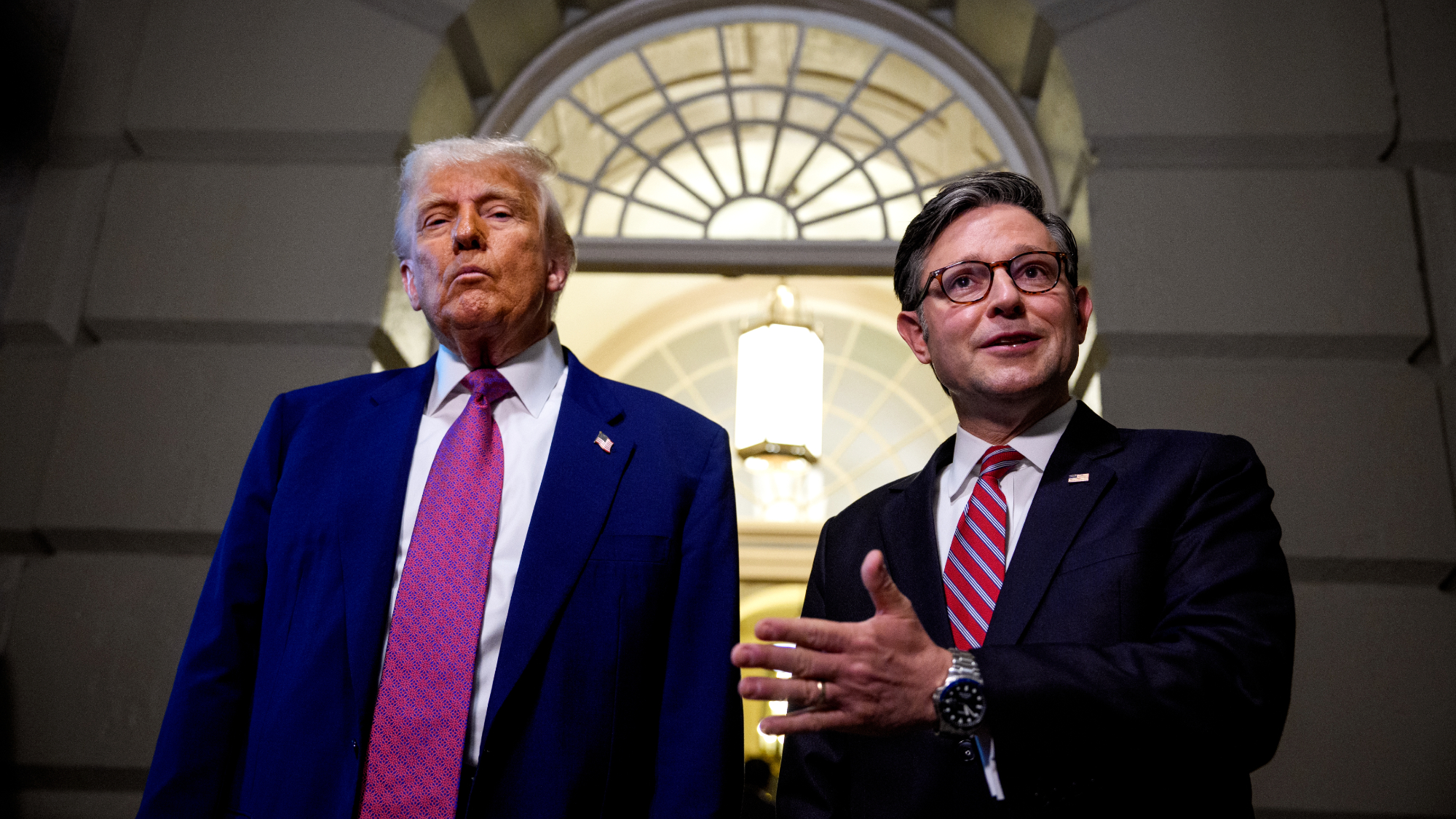 President Donald Trump and House Speaker Mike Johnson (R-La.)