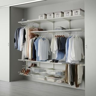 open style wardrobe with plenty of shoe storage ideas