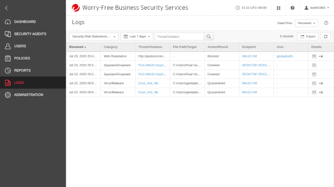 trend micro worry free business and feature update 1709