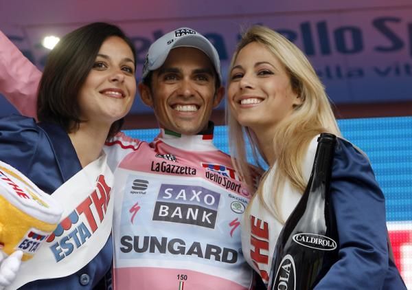 Alberto Contador (Saxo Bank) on the podium