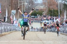 Andrew Strohmeyer wins the elite men's US cyclocross. national title in a three-rider sprint in Louisville