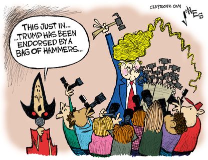Political Cartoon U.S. Trump Endorsement