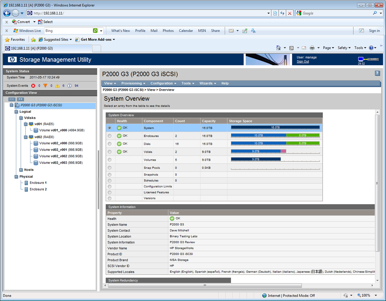 The web interface is very informative and has the same design style as HP&rsquo;s Insight Control software so consistency is retain