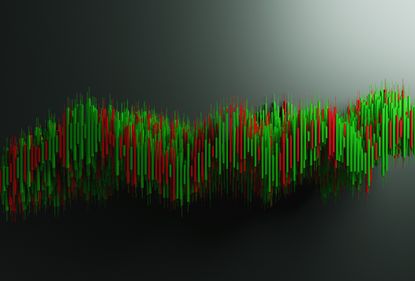 red green stock candlesticks rise