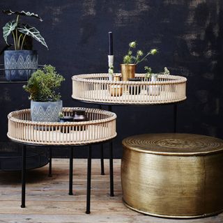 Rattan And Metal Side Table by The Forest & Co