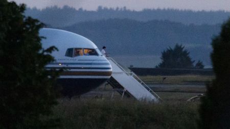 Grounded Rwanda deportation flight at Boscombe Down Air Base 