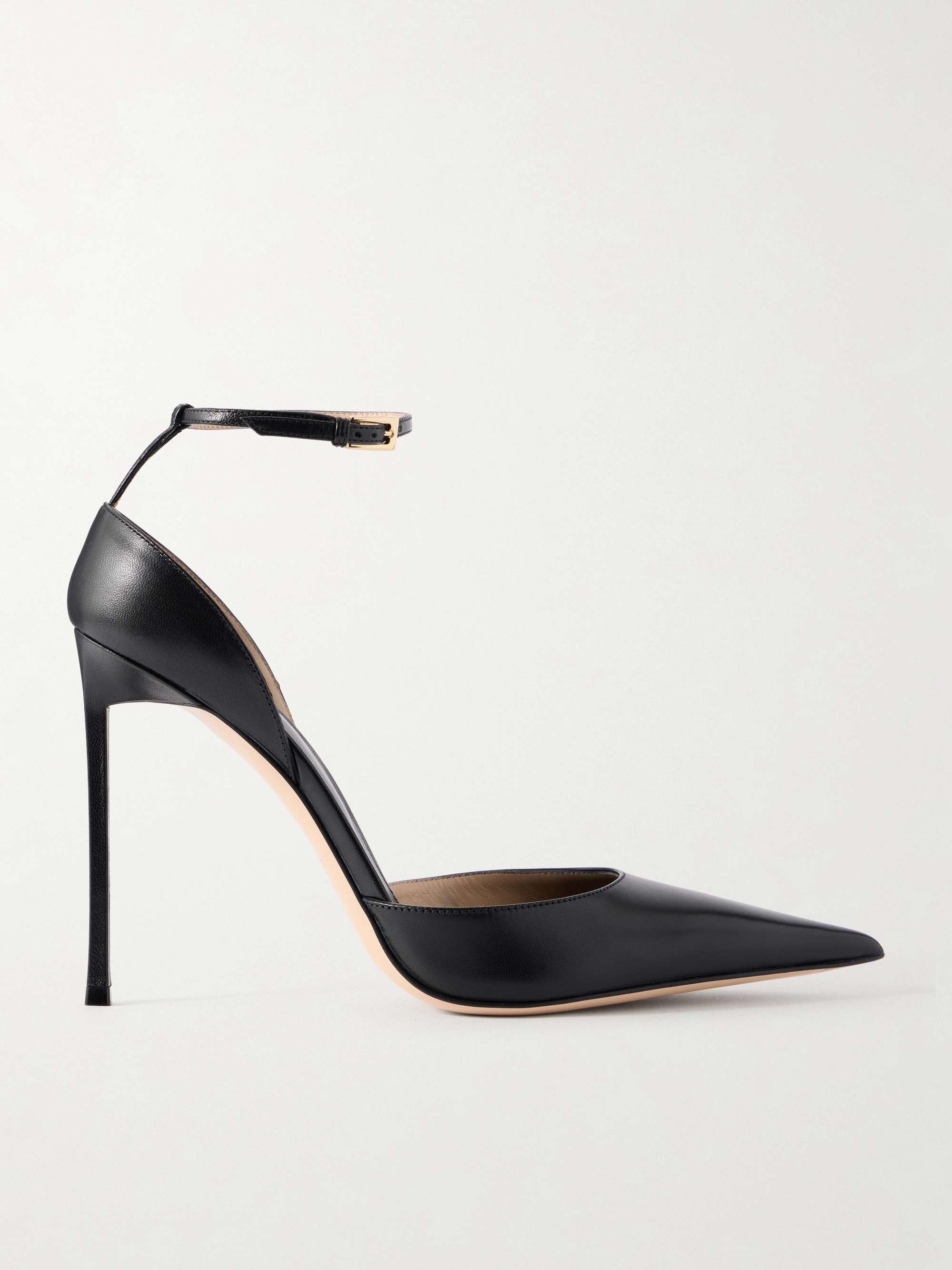 Pointed-Toe Matte Leather Pumps