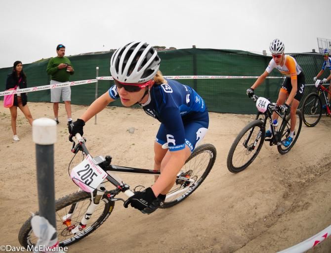 Chloe Woodruff (Backcountry.com) leading the race on lap two