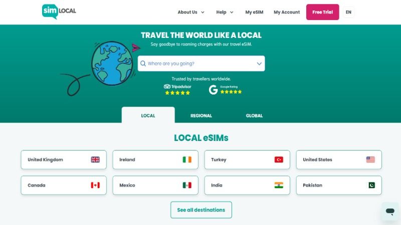 Sim Local website