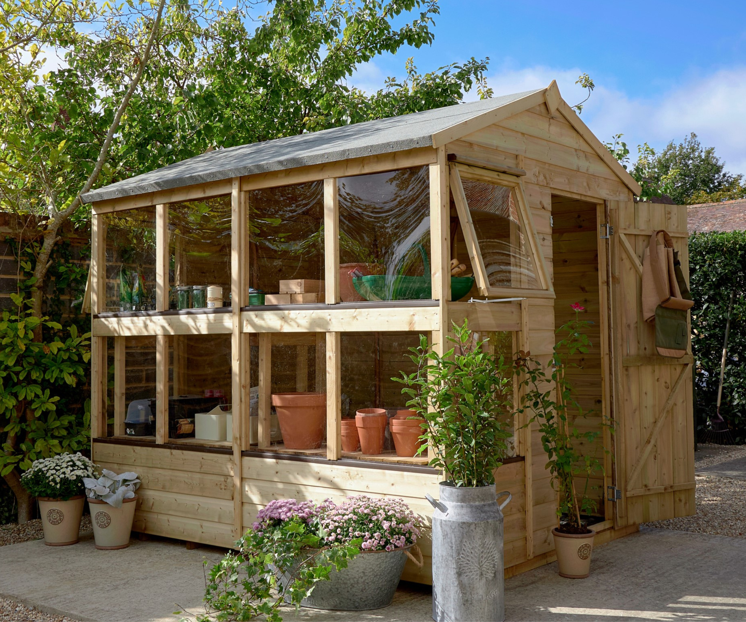 Shed with clear windows on the side