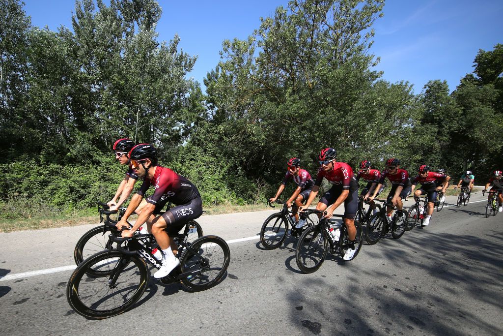 Team Ineos on the Tour de France rest day in N&icirc;mes.