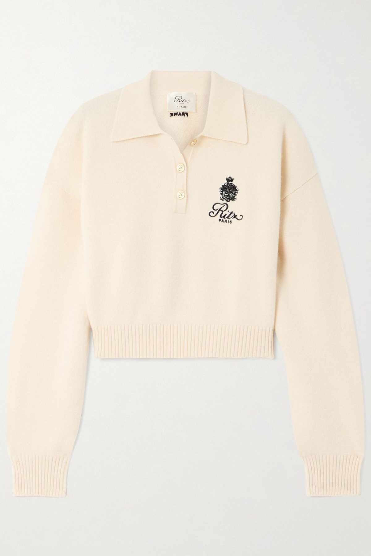 + Ritz Paris Embroidered Cashmere Polo Sweater