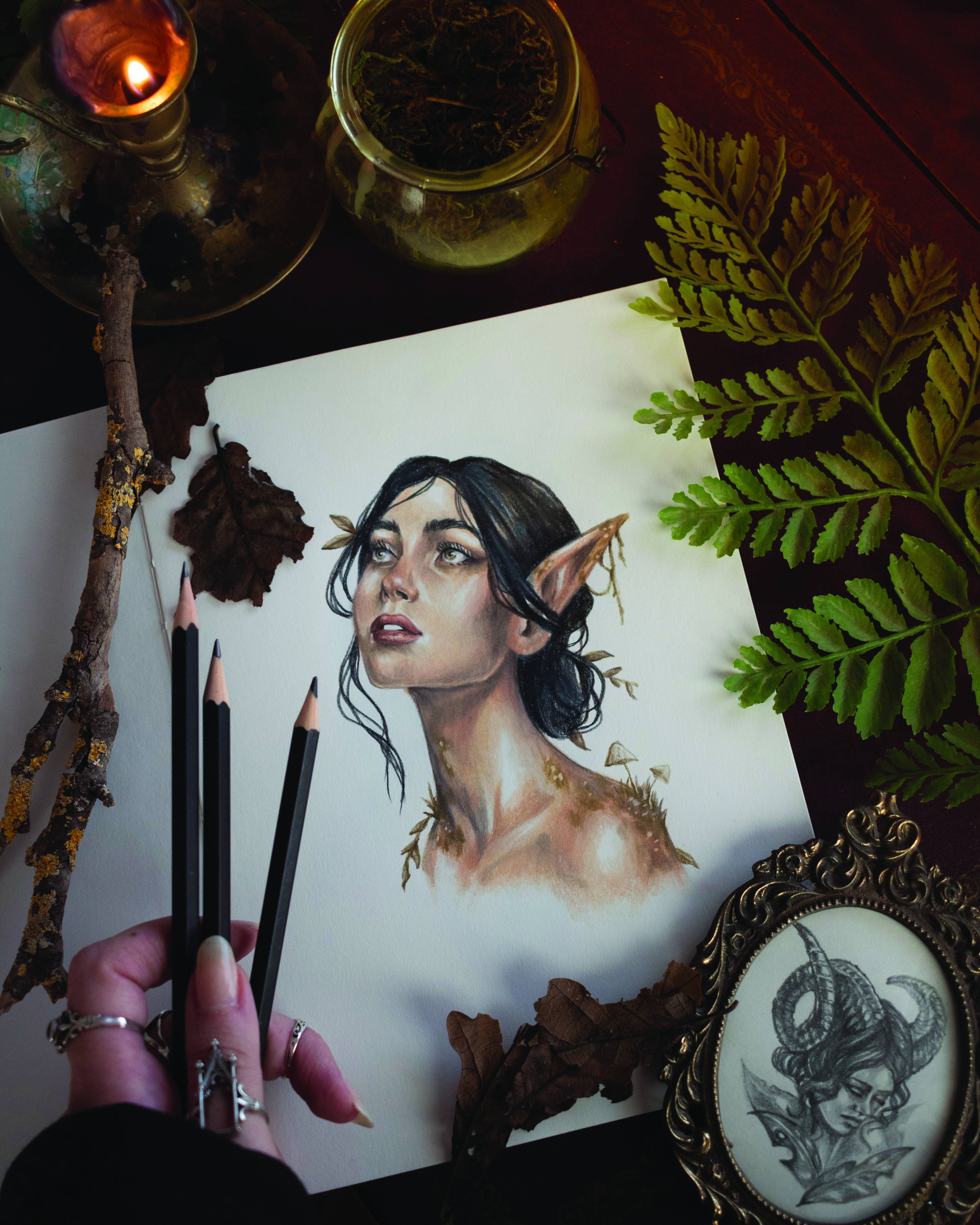 Retrato de arte fantástico de un elfo.