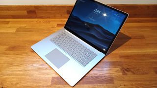 Microsoft Surface Laptop 5 review; a silver laptop with its lid open