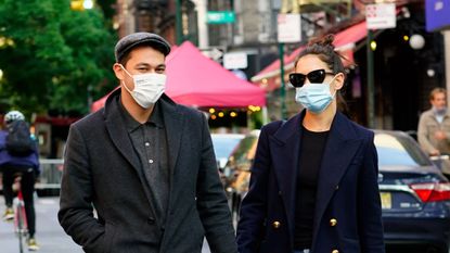 new york, new york september 22 katie holmes r and emilio vitolo jr are seen on september 22, 2020 in new york city photo by gothamgc images