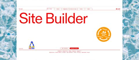 Cargo website builder homepage on a water print background