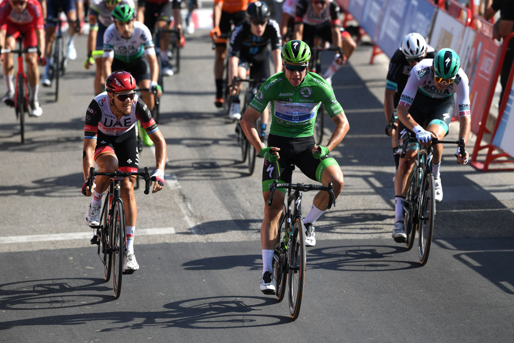 Santa Cruz de Pesana España 31 de agosto Fabio Jakopson de los Países Bajos y Team Tuning Quickstep Green Points Jersey 76th Tour 2021 de España Etapa 16 de 180 km a 180 km desde la plataforma hasta la tendencia de la moto.  Santa Cruz de Besana Lavalta Lavalta 21 de agosto 31 2021 Santa Cruz de Besana Photo Spain Tim de Vale Getty Images