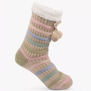 Totes John Lewis striped slipper socks