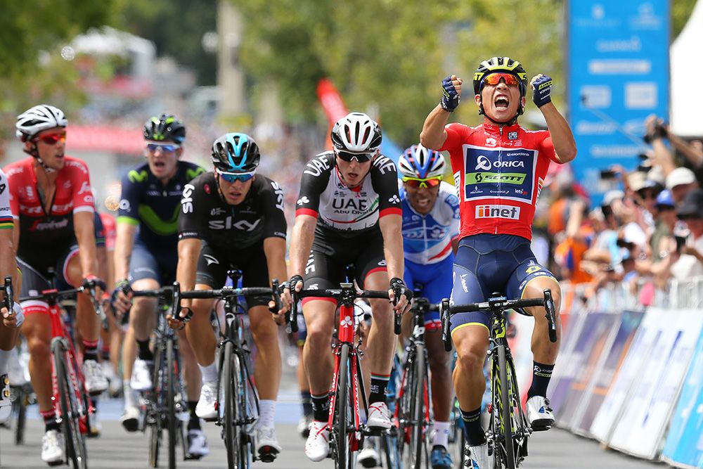 Caleb Ewans (Orica-Scott) celebrates his stage victory