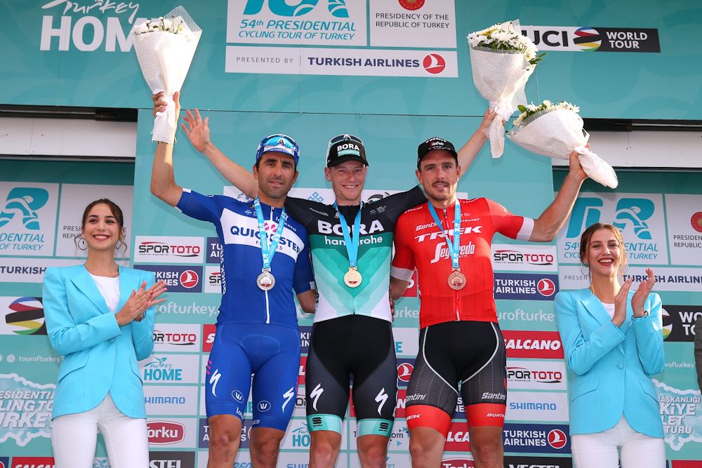 Richeze, Bennett and Degenkolb on the stage 3 podium in Turkey