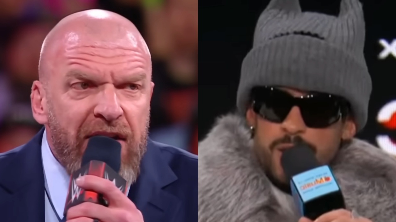 Triple H and Bad Bunny split image