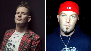 Corey Taylor in 2023 and Fred Durst in 2000