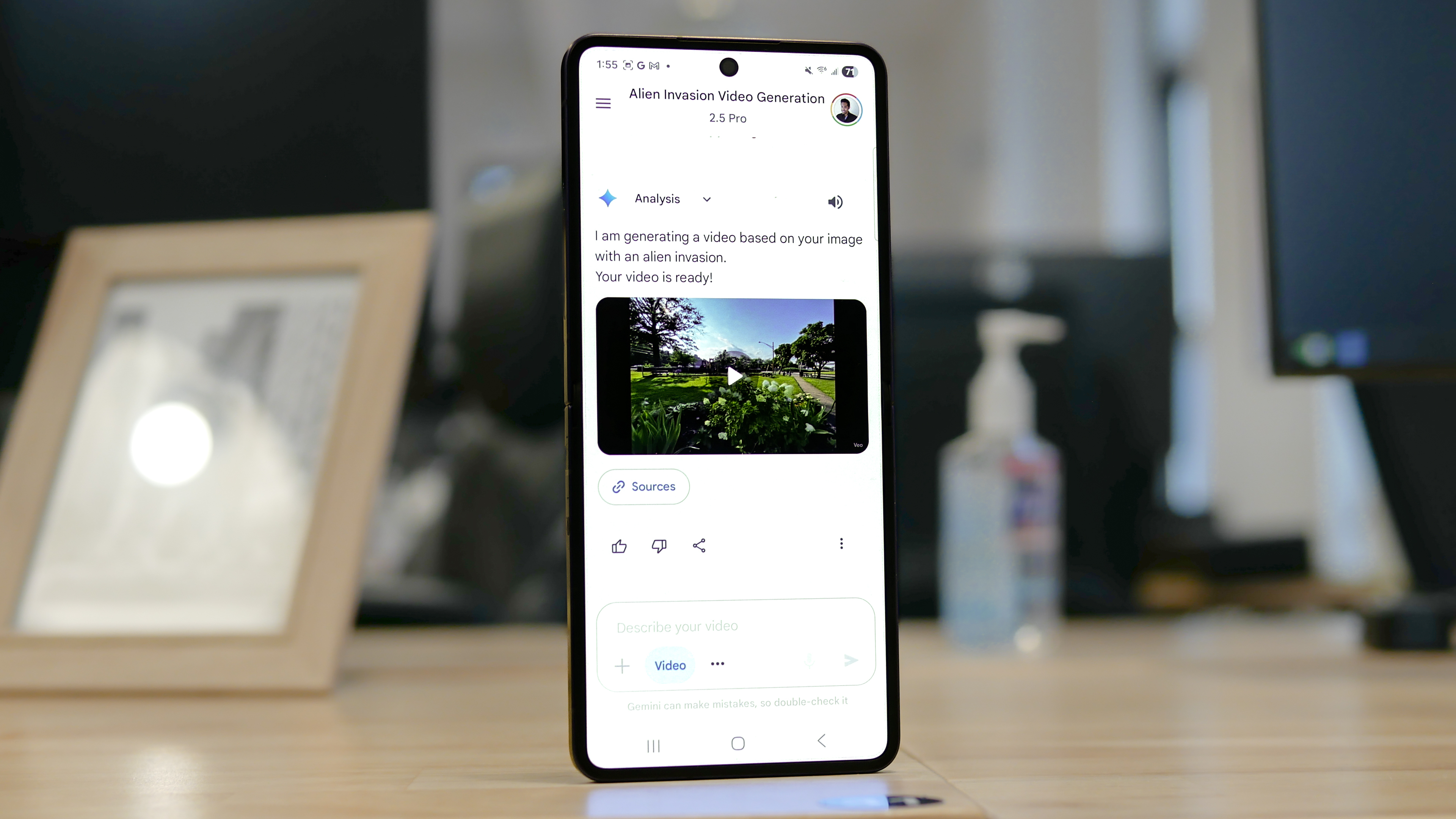 Google Gemini Veo 3 running on a Galaxy Z Flip 7.