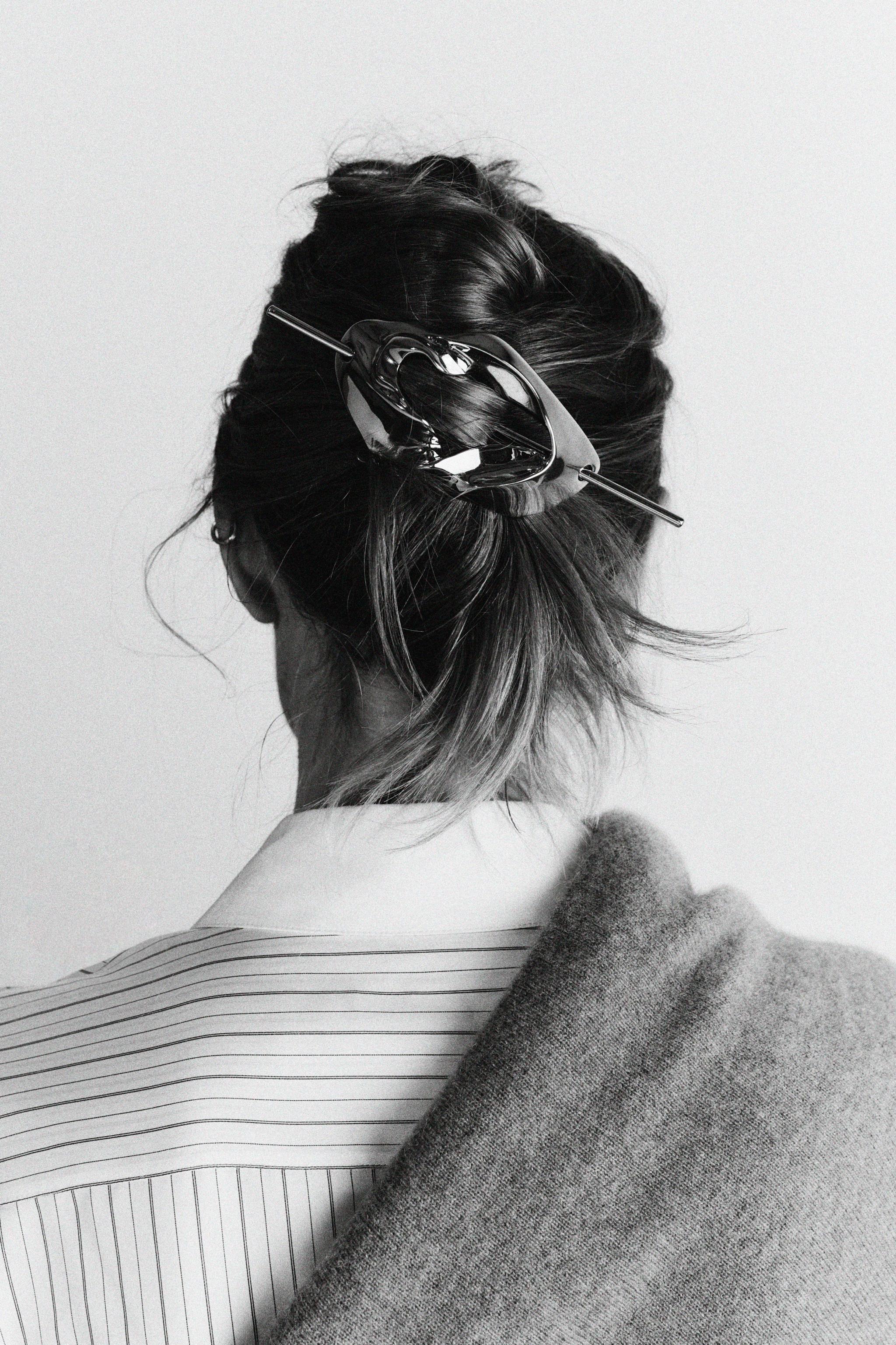 Metal Hair Clip - Silver - M