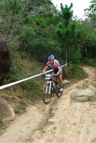 Kevin Hines (United States Of America) rides toward silver in the Men's 50-54 race.