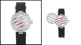 Open and closed view of Chaumet jewelled secret watch high jewellery design 2024