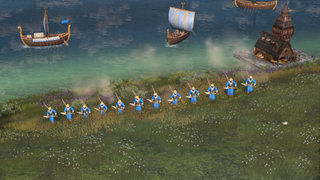 Age of Empires IV units after dismounting from naval carriers