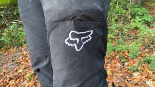 Close up of the knee on a pair of MTB trail pants