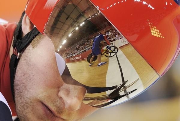 Jason Kenny (Great Britain) on the start line during the sprint semi-finals
