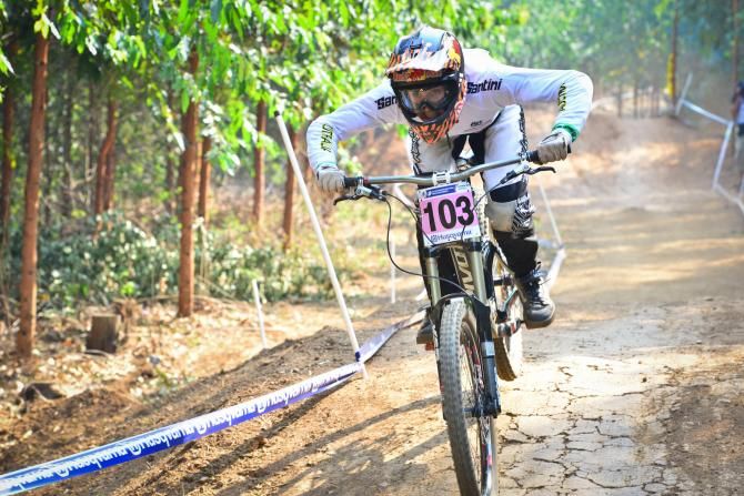 Australia's Danielle Beecroft pushes herself to the limit during the Junior Women's Downhill final on her way to claiming the silver medal ahead of compatriot Tegan Molloy at the Cascades MTB Park in Pietermaritzburg on Friday.