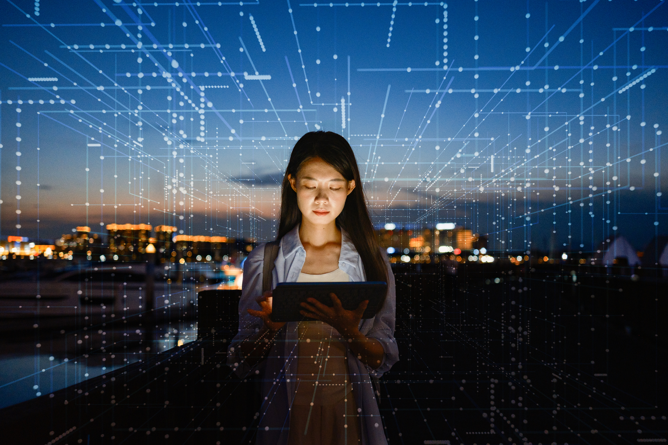 Woman using artificial intelligence