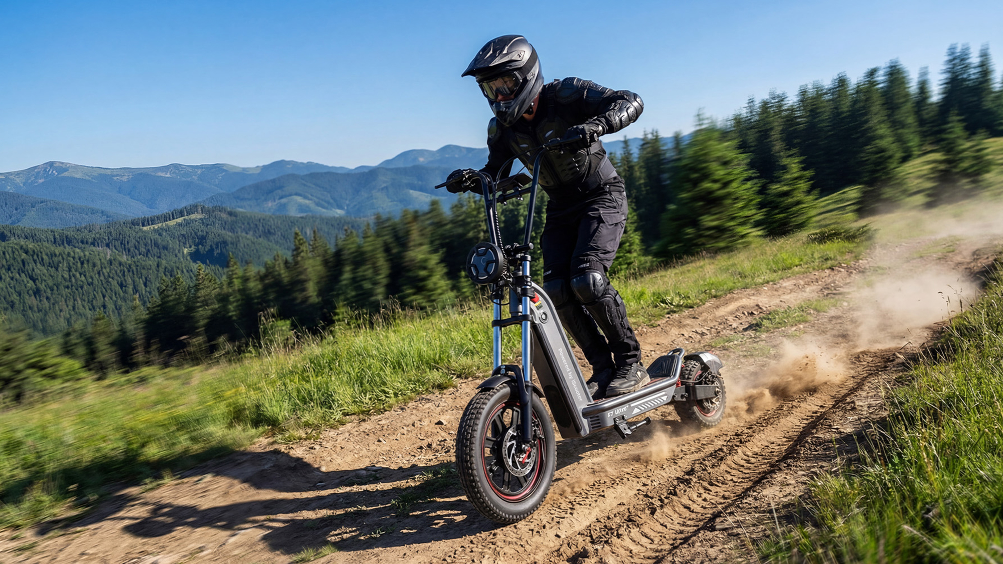 Person using scooter on sand road
