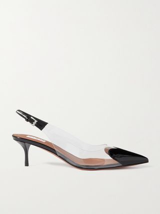 Cœur 55 Pu and Patent-Leather Slingback Pumps