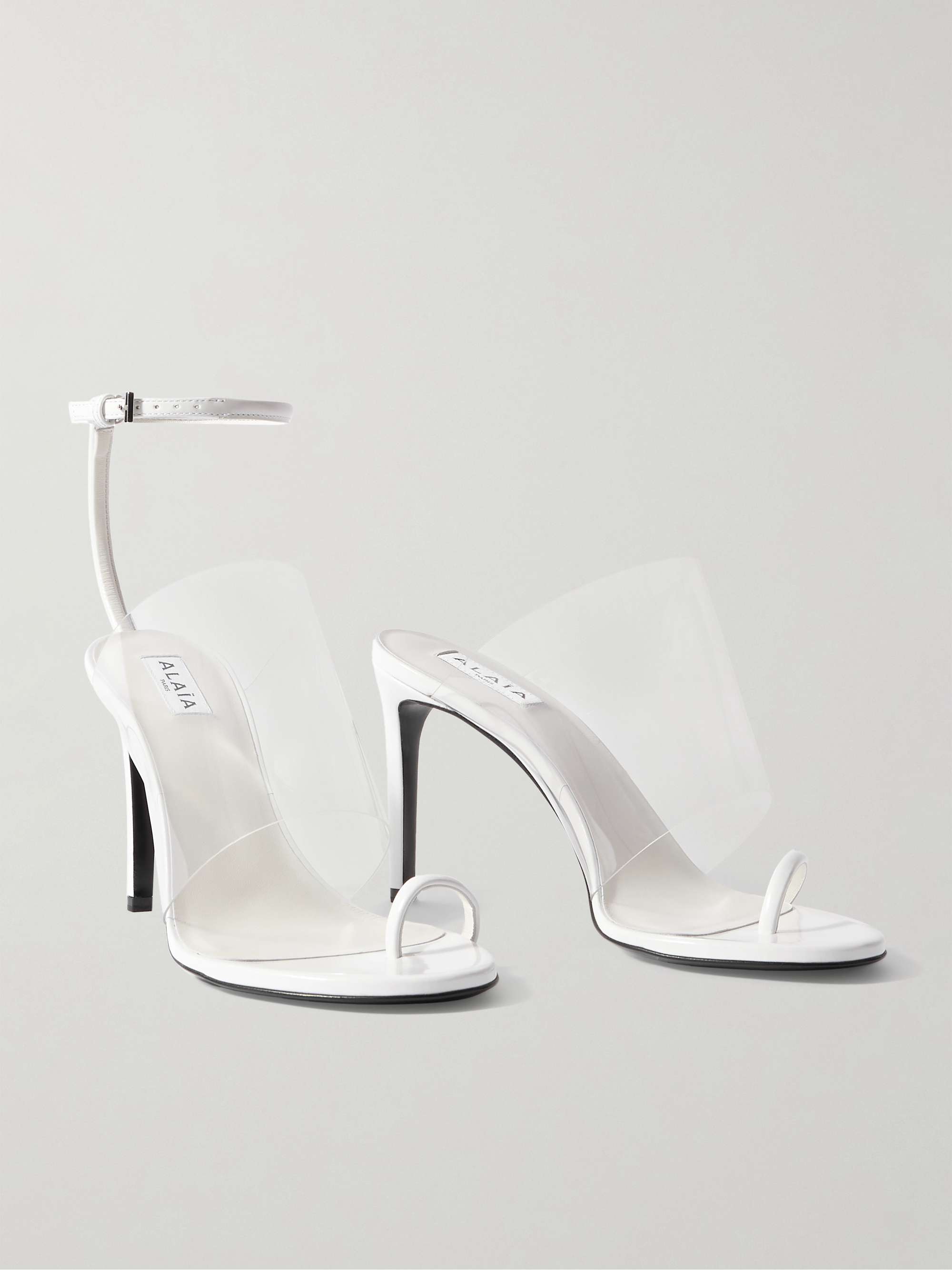 Asymmetric Patent-Leather and Pvc Sandals