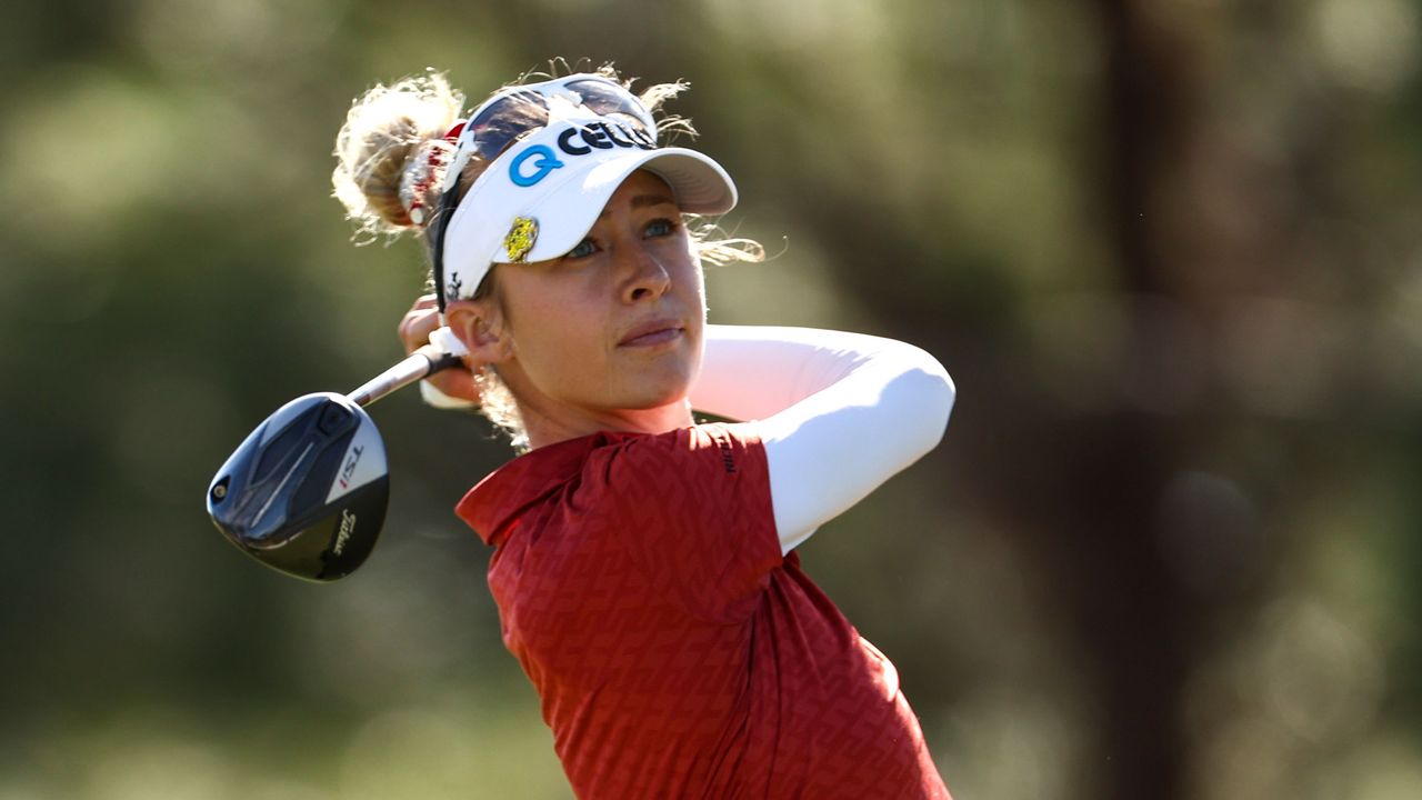 Nelly Korda hits a golf shot