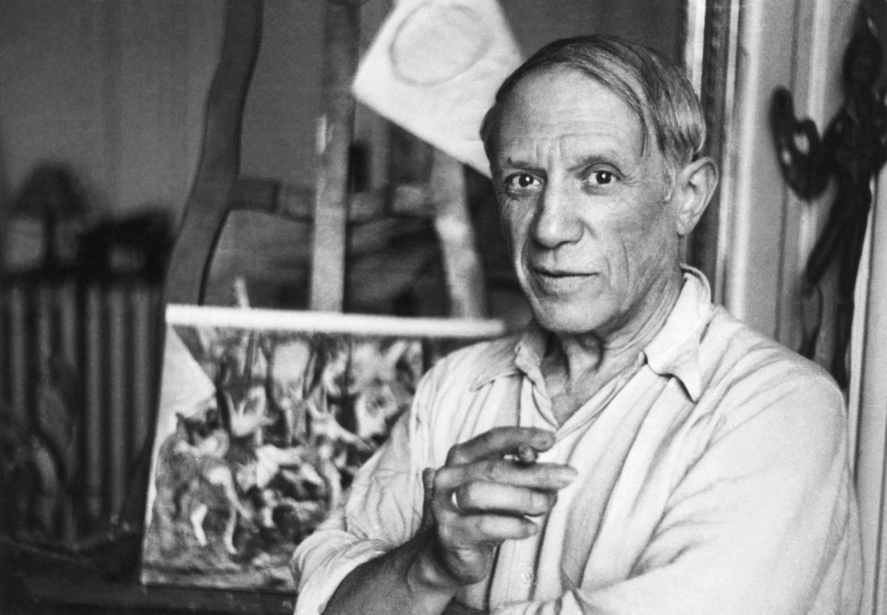 Pablo Picasso in his Paris studio.