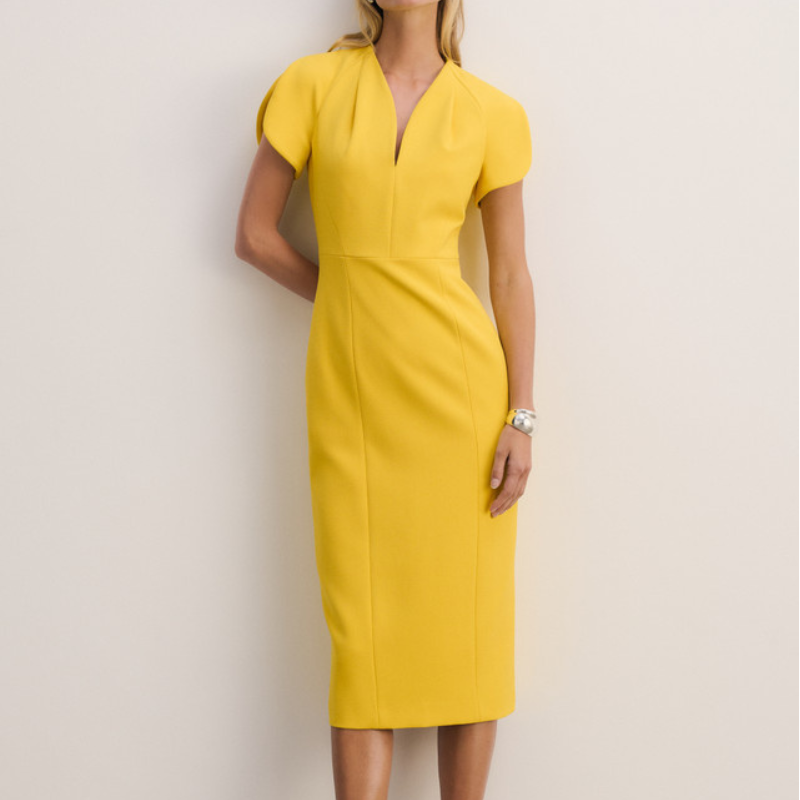 The Fold , Paola Sculpt Stretch Crepe Dress