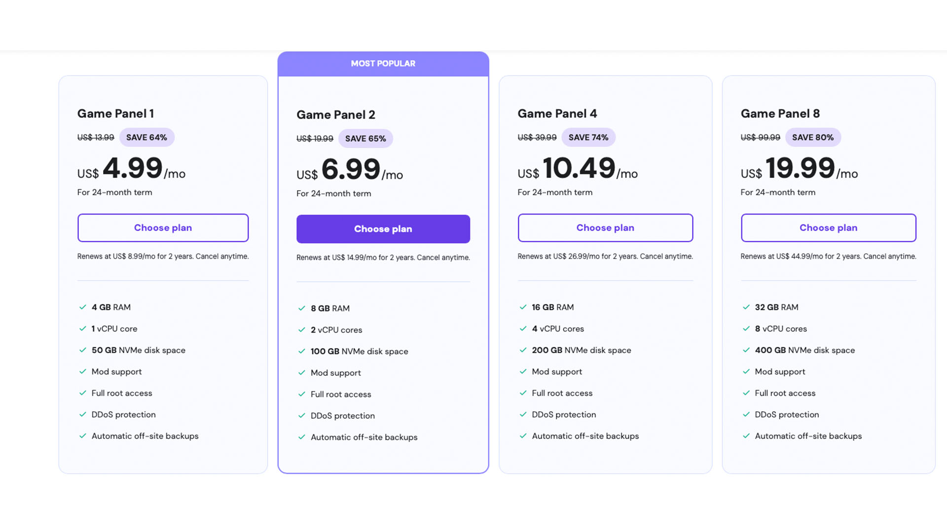 Hostinge Minecraft server hosting plans