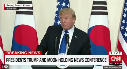 Trump struck a gentler tone on the North Korean conflict on Tuesday.