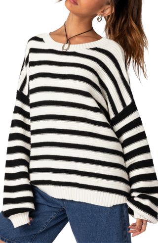 Oversize Stripe Cotton Sweater