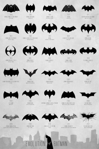 Click on the arrows icon in the top-right to see a larger version of the evolution of Batman's logo
