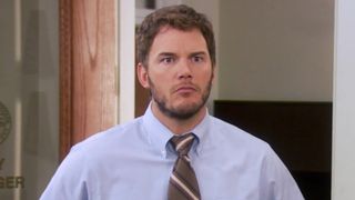 Chris Pratt as Andy Dwyer on Parks and Recreation.
