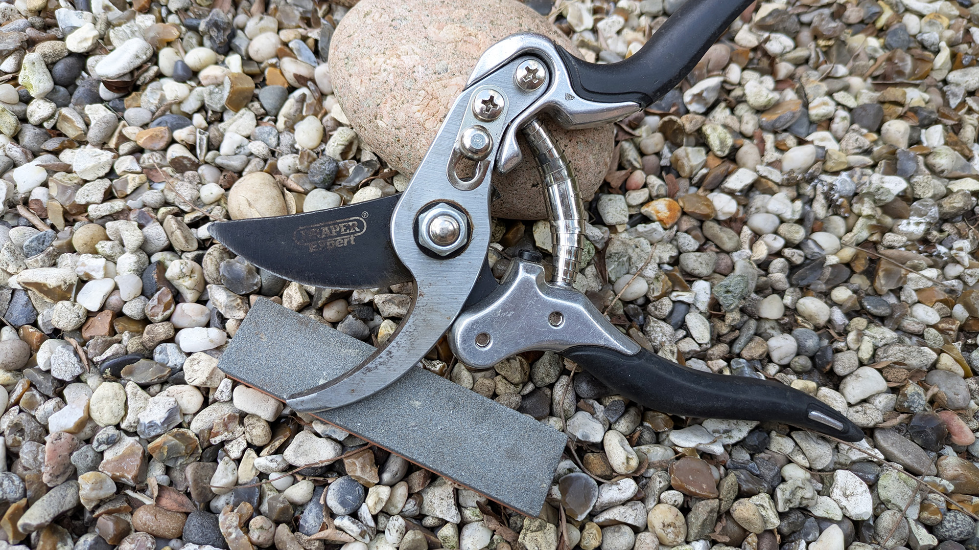 Pruning shears with sharpening stone