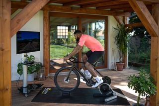 A cyclist during an indoor training session