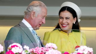 King Charles III and Lady Sophie Windsor watch the racing from the Royal Box as they attend day 5 of Royal Ascot 2023